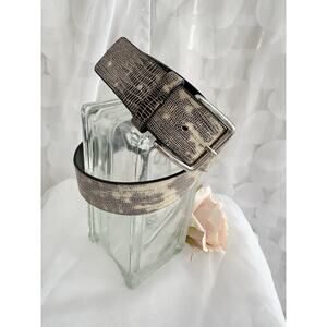 VTG WCM New York Women’s small genuine Italian leather belt animal print silver